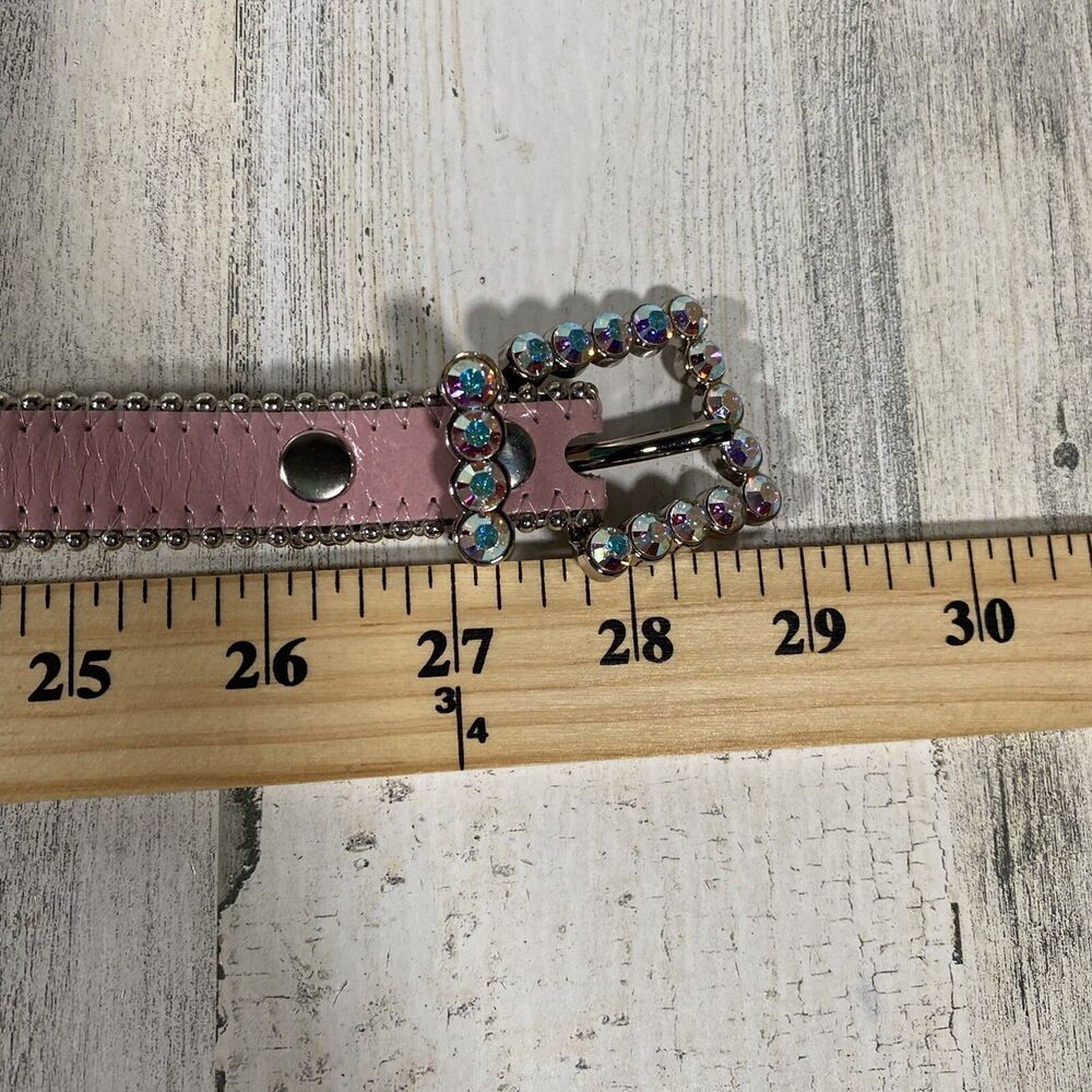 BB Simon Girl’s Belt Pink Leather Belt Crystal Buckle Western Rodeo Maximalist - Picture 7 of 8